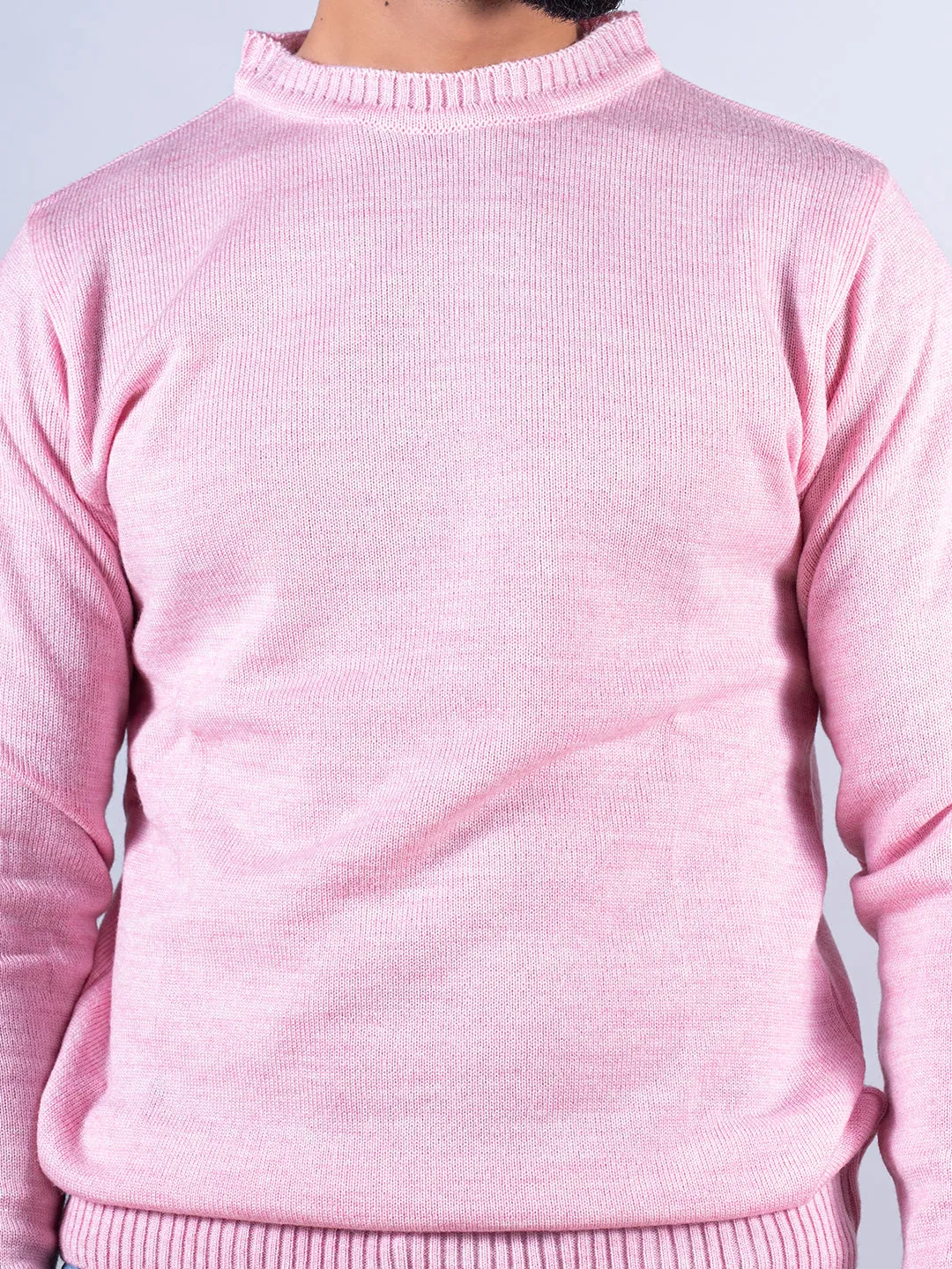 Light Pink Color Crew Neck Sweater For Women