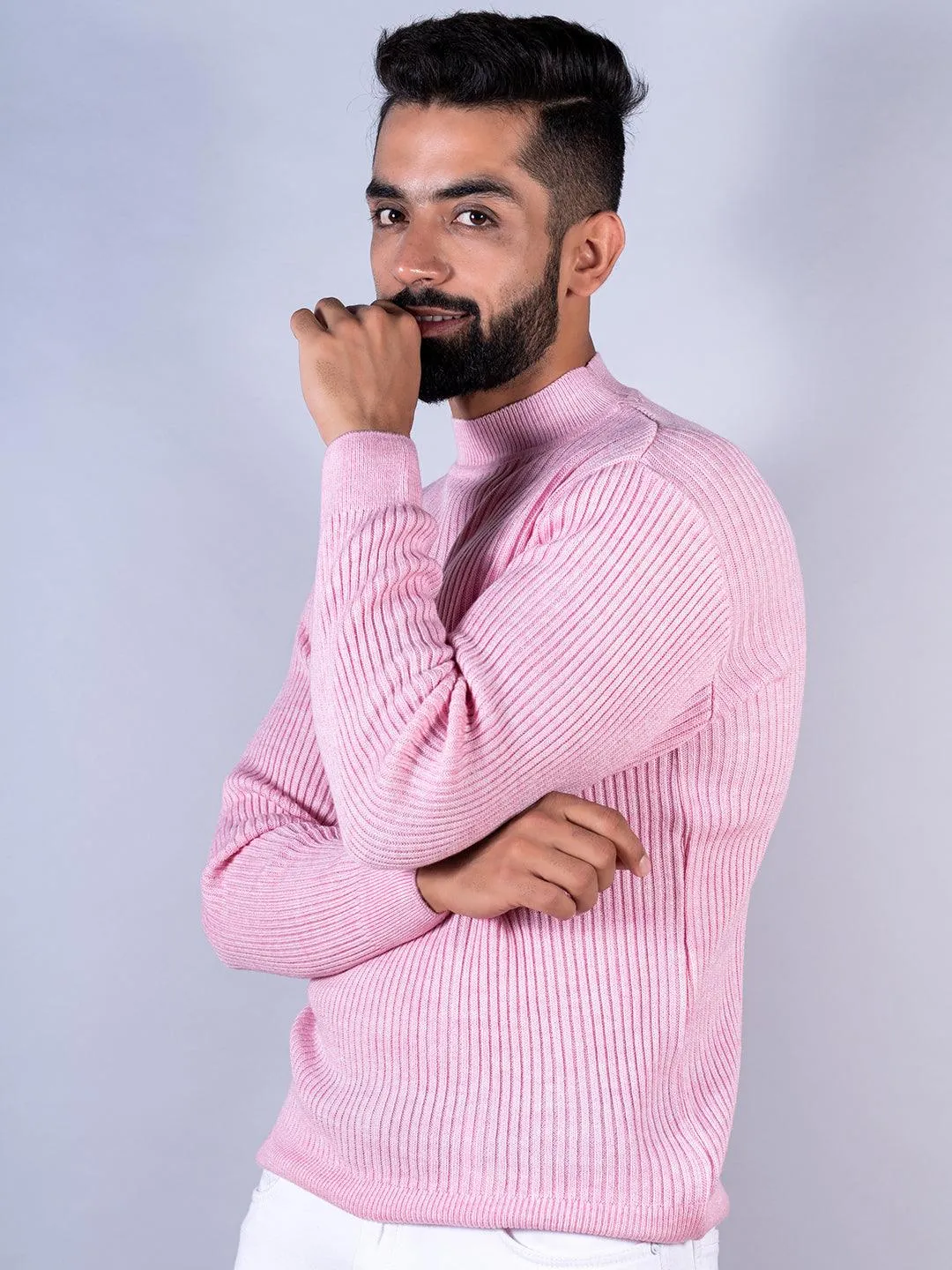 Light Pink Color Turtle Neck Men's Sweater