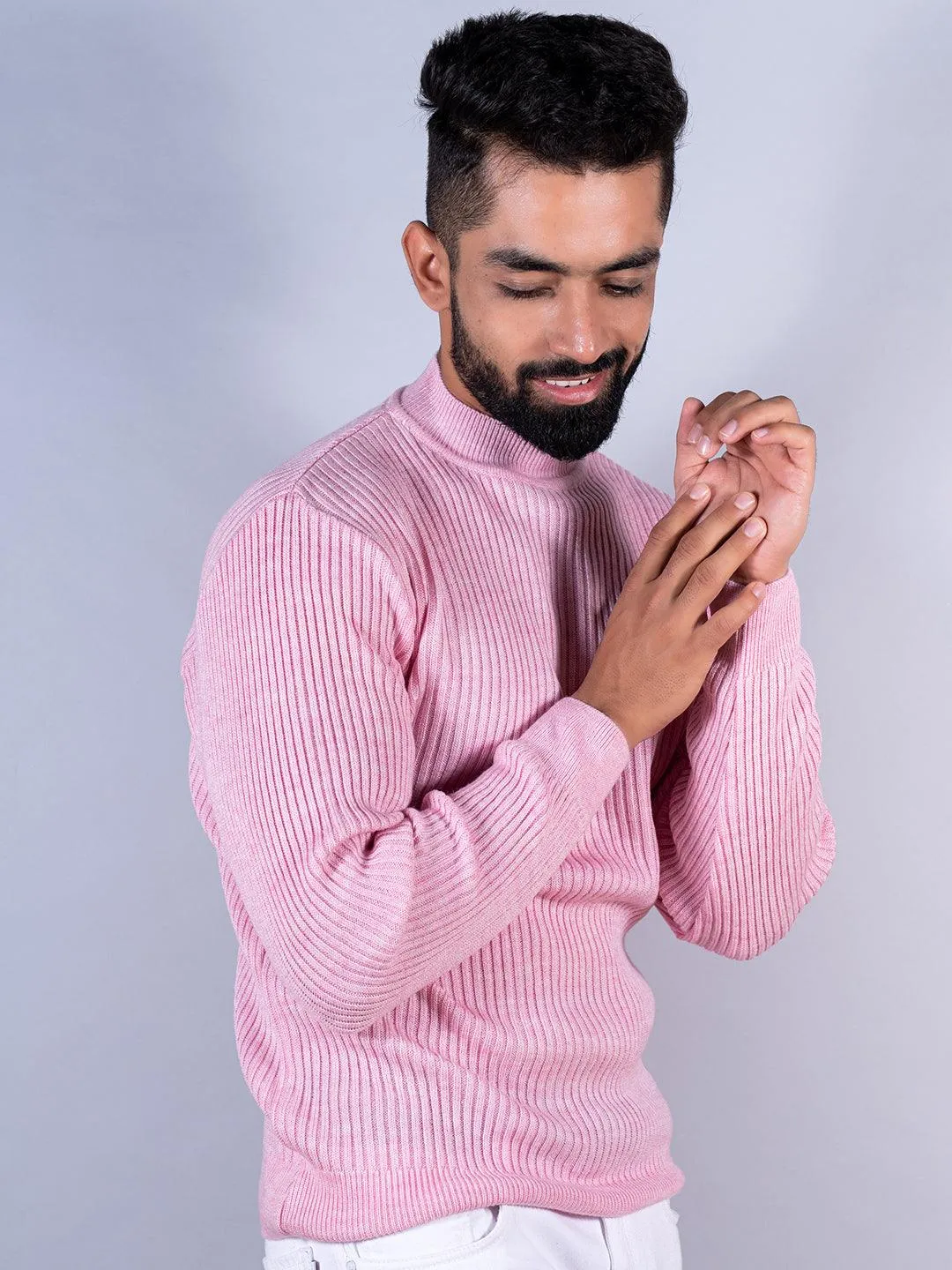 Light Pink Color Turtle Neck Men's Sweater