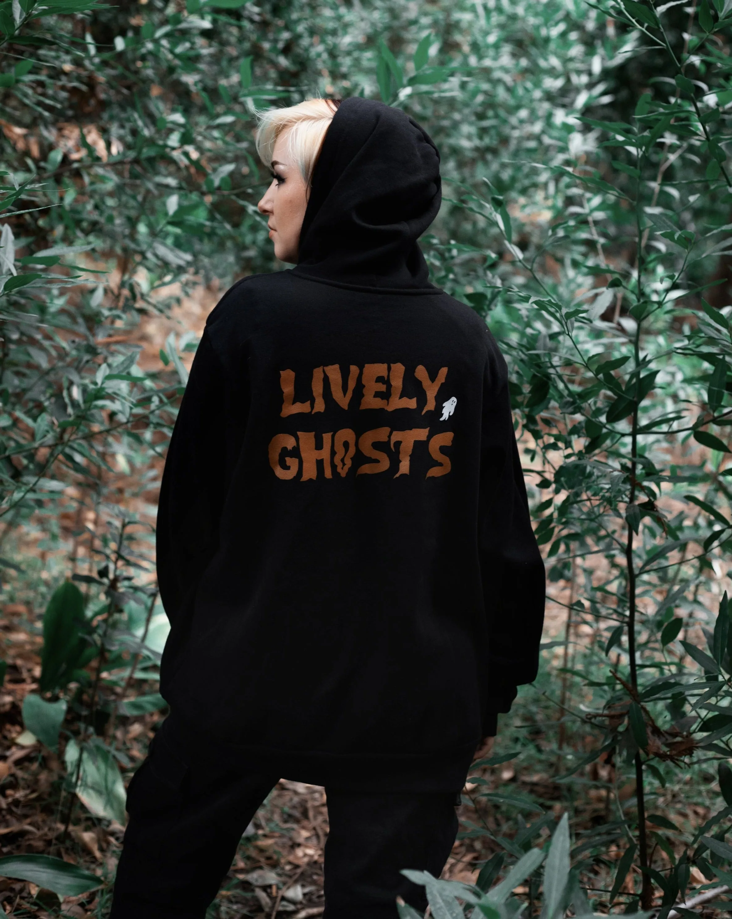 Lively Ghosts Ghostie Unisex Logo Zip-Up Hoodie