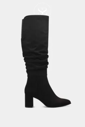 MARCO TOZZI 2-25519 BLACK SUEDE SLOUCH KNEE HIGH BOOTS