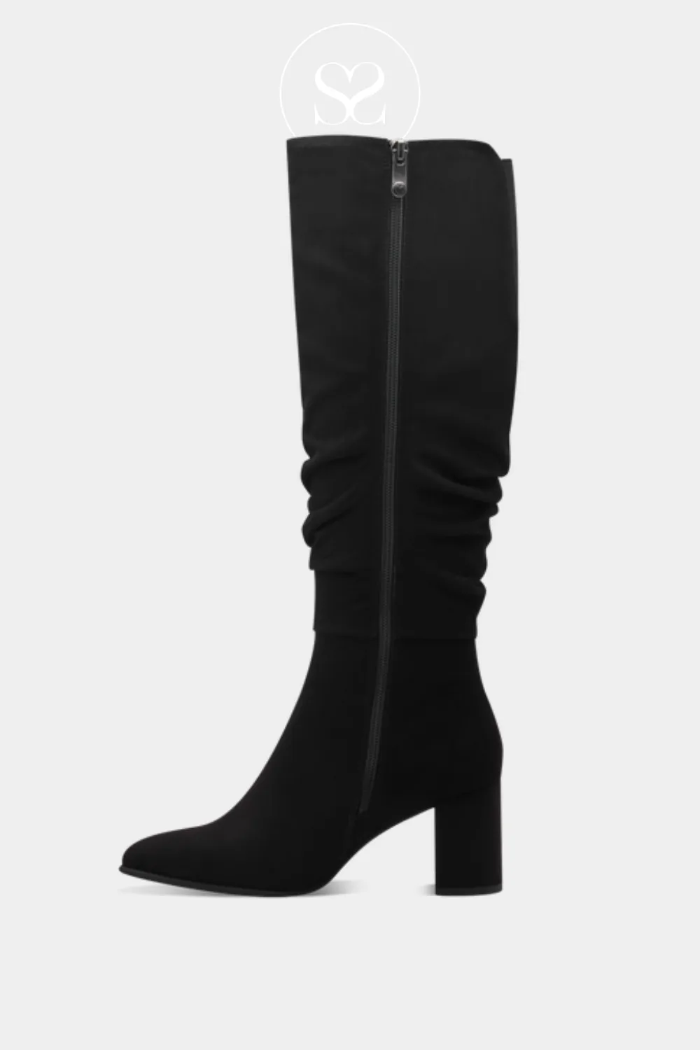 MARCO TOZZI 2-25519 BLACK SUEDE SLOUCH KNEE HIGH BOOTS