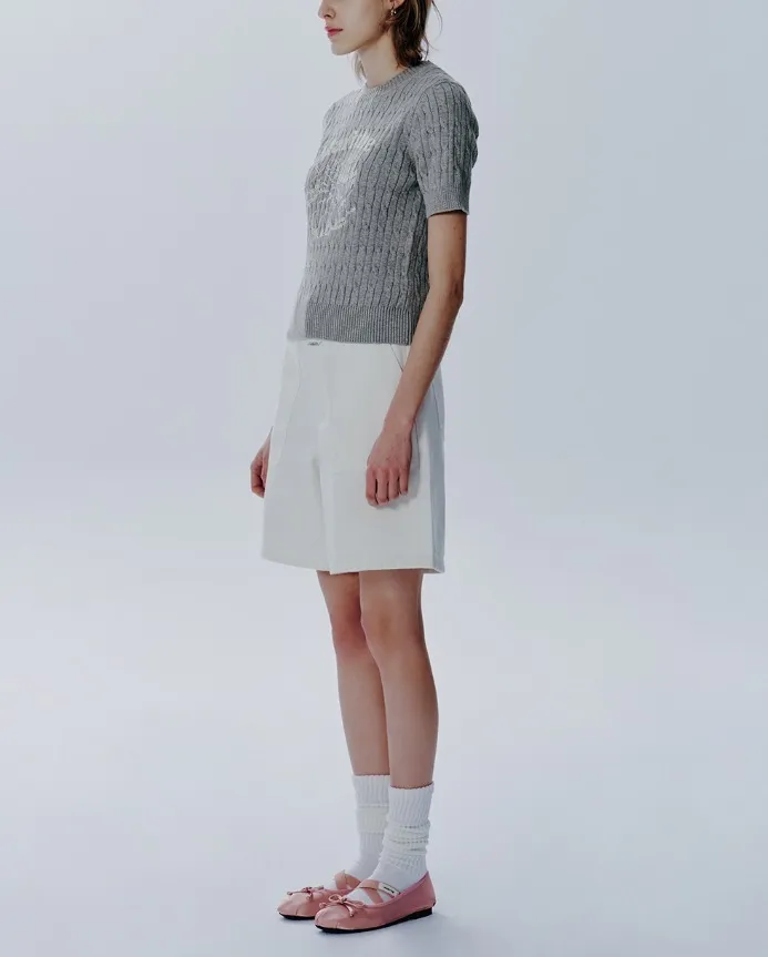 Marithe + Francois Girbaud  |[MARITHE]★24SS★ W CABLE HALF SLEEVE GRAPHIC KNIT