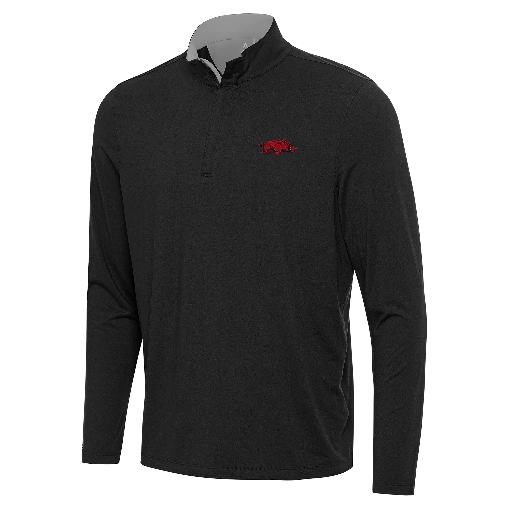 Men's Antigua Black/Gray Arkansas Razorbacks Content Quarter-Zip Pullover Top