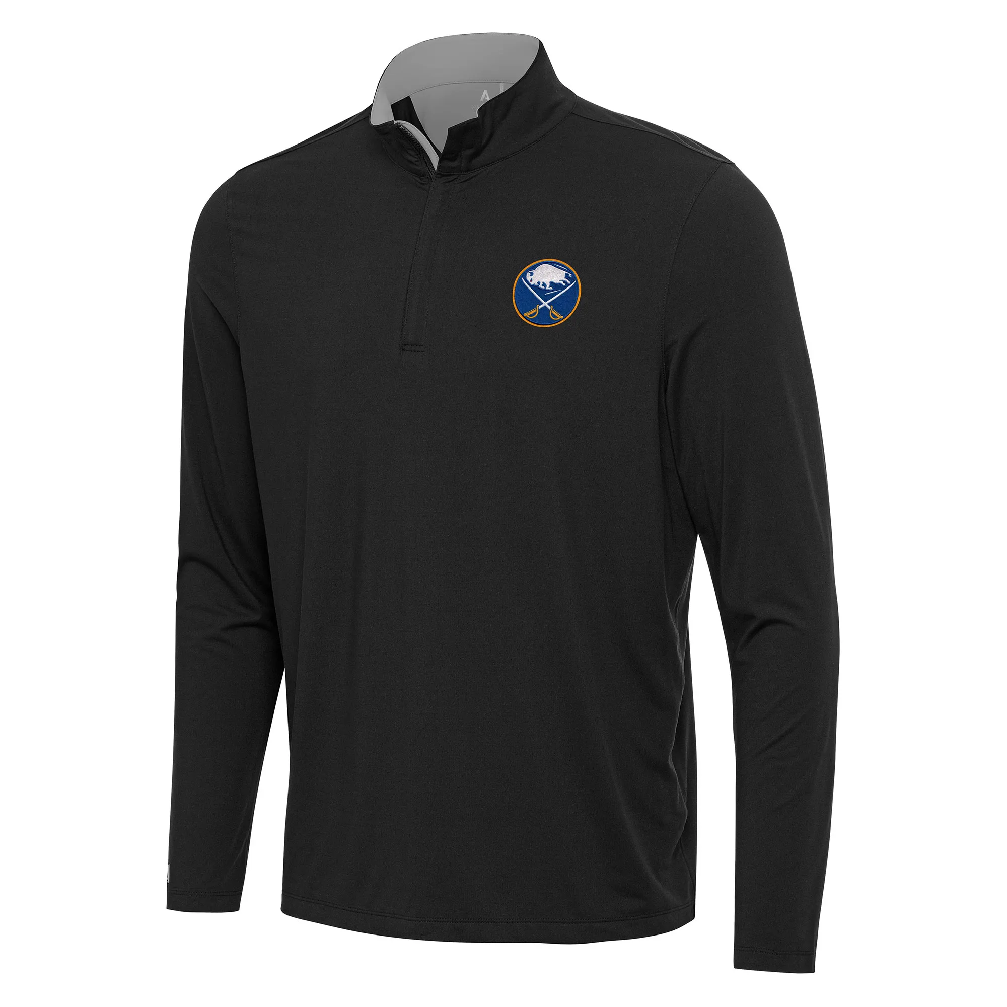 Men's Buffalo Sabres Antigua Black/Gray Content Quarter-Zip Pullover Top