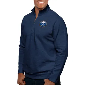 Men's Buffalo Sabres Antigua Heather Navy Gambit Quarter-Zip Pullover Top