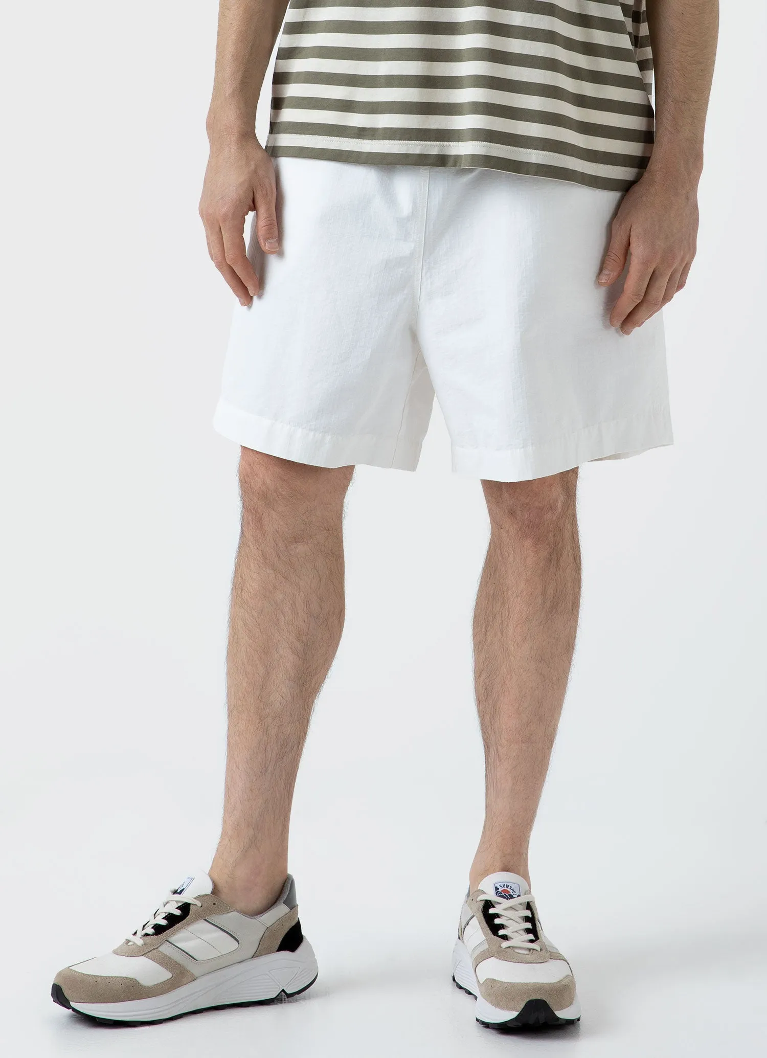 Men's Sunspel x Nigel Cabourn Ripstop Army Short in Off White