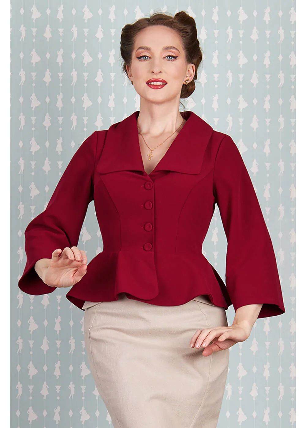 Miss Candyfloss Evelia Mai 40's Blazer Jacket Fuchsia