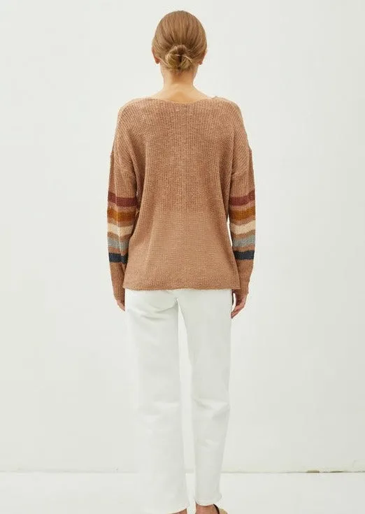 Mocha Striped Lightweight Pullover