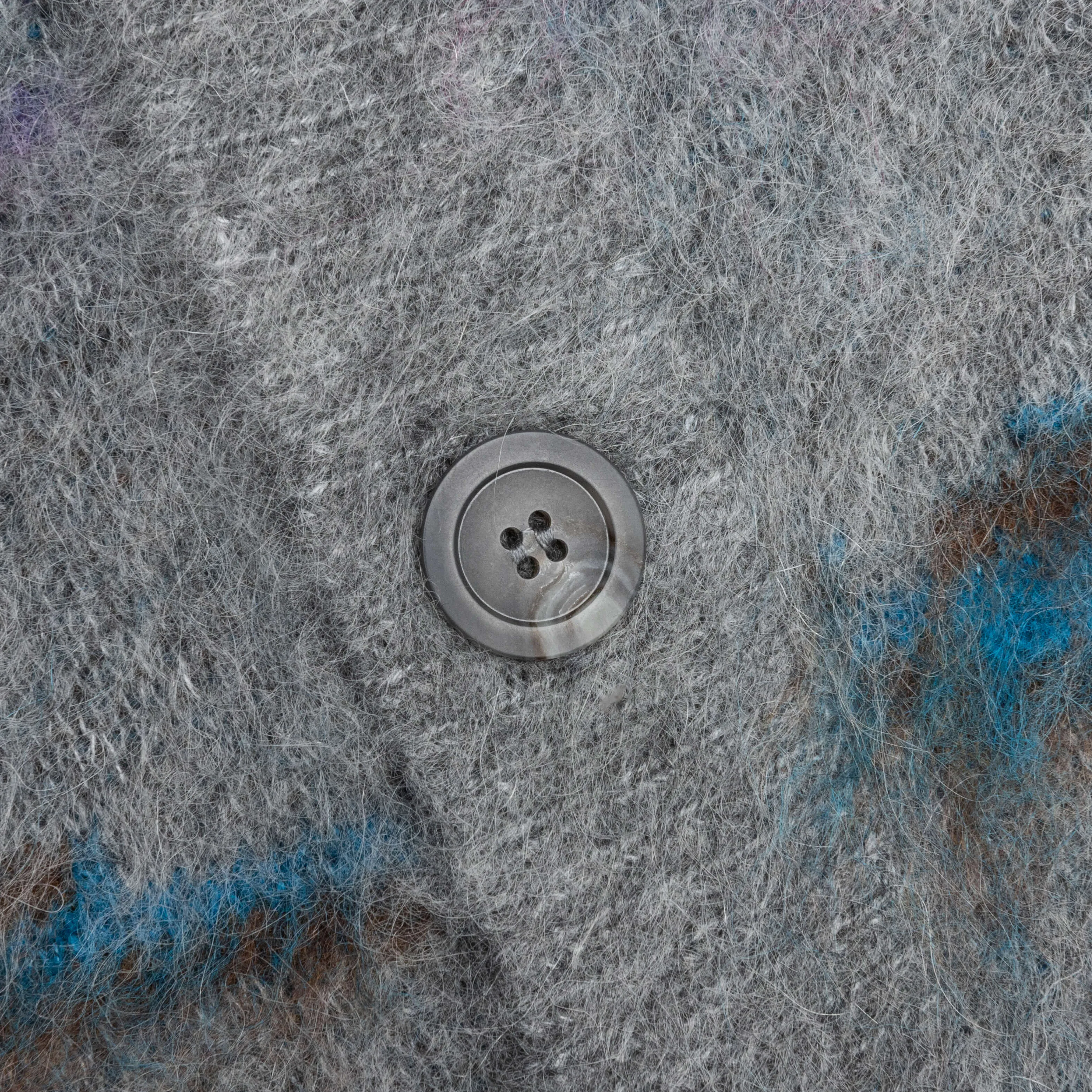 Mohair Jacquard Cardigan - Grey/Purple