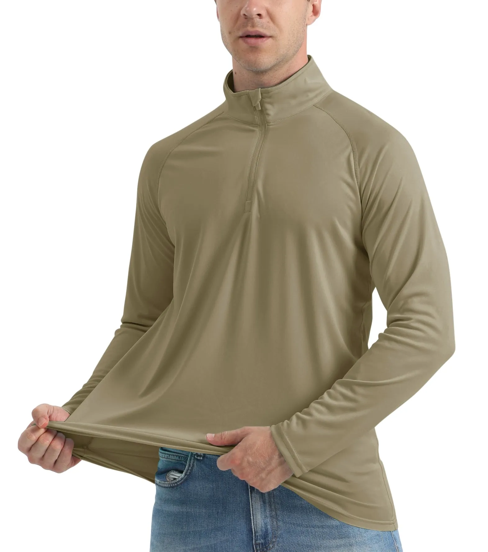 More of UPF 50+ Sun/UV Protection T-Shirt Men's 1/4 Zip Pullover Outdoor Recreation UV Tee Shirts Tops