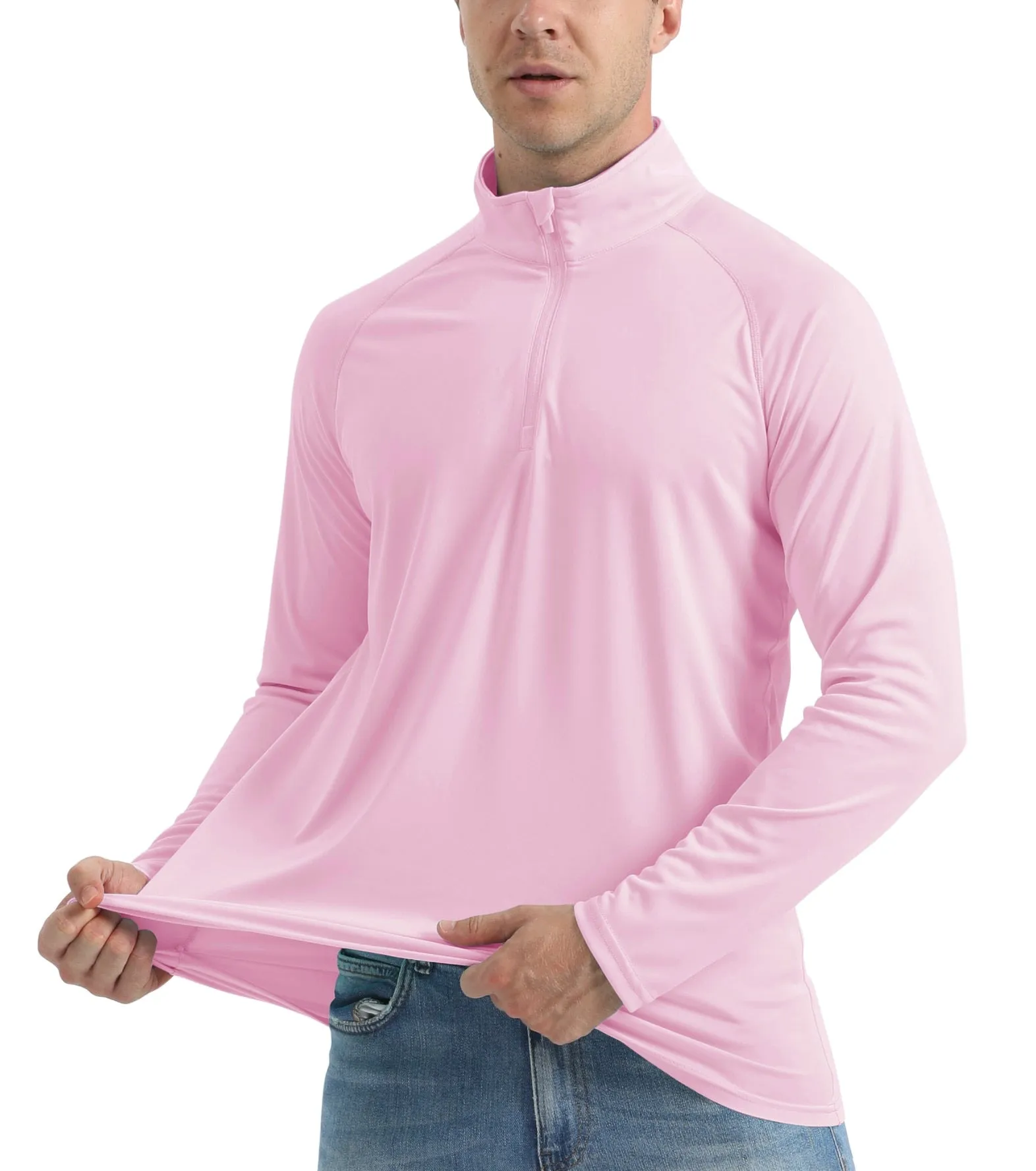 More of UPF 50+ Sun/UV Protection T-Shirt Men's 1/4 Zip Pullover Outdoor Recreation UV Tee Shirts Tops