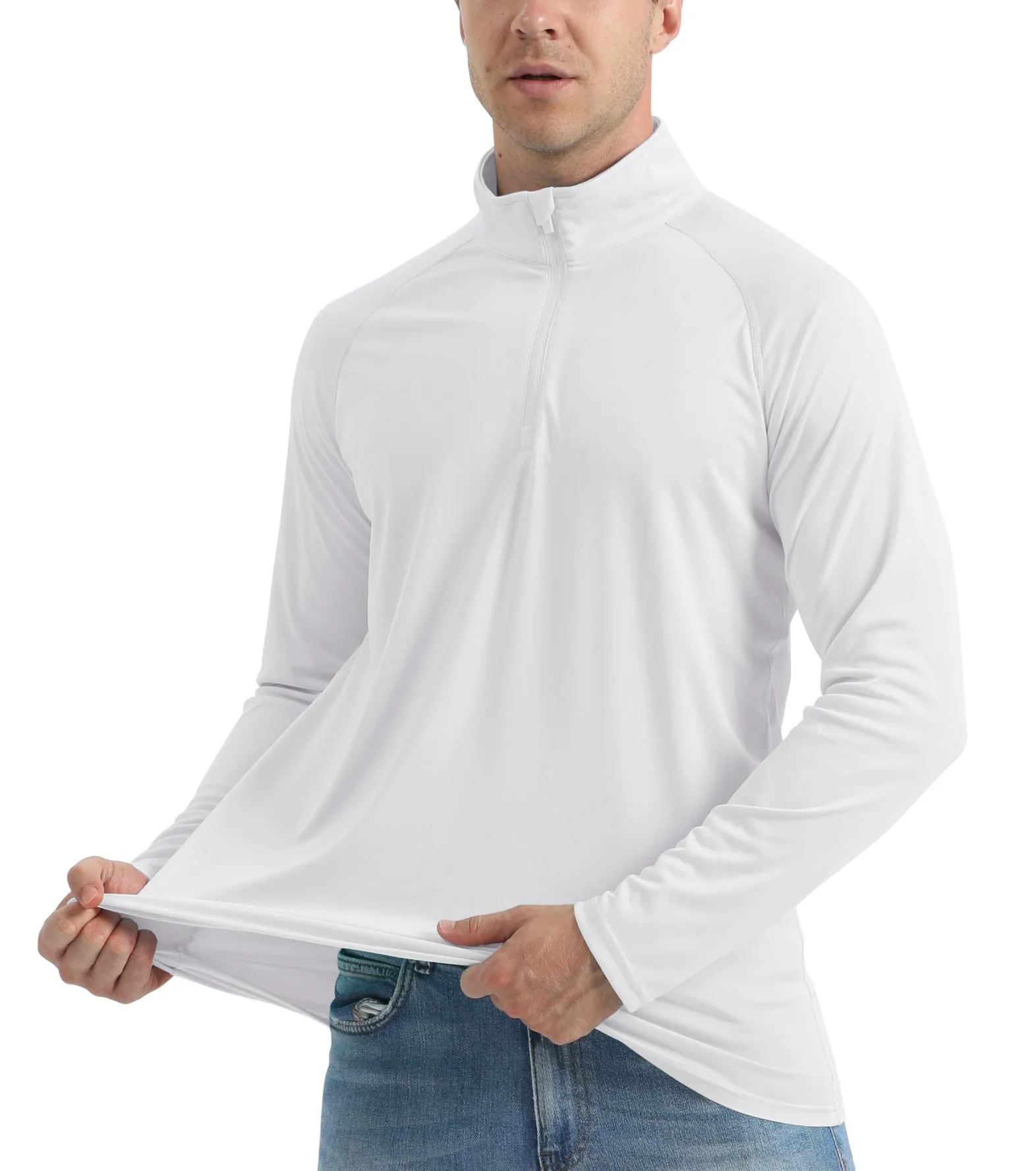 More of UPF 50+ Sun/UV Protection T-Shirt Men's 1/4 Zip Pullover Outdoor Recreation UV Tee Shirts Tops