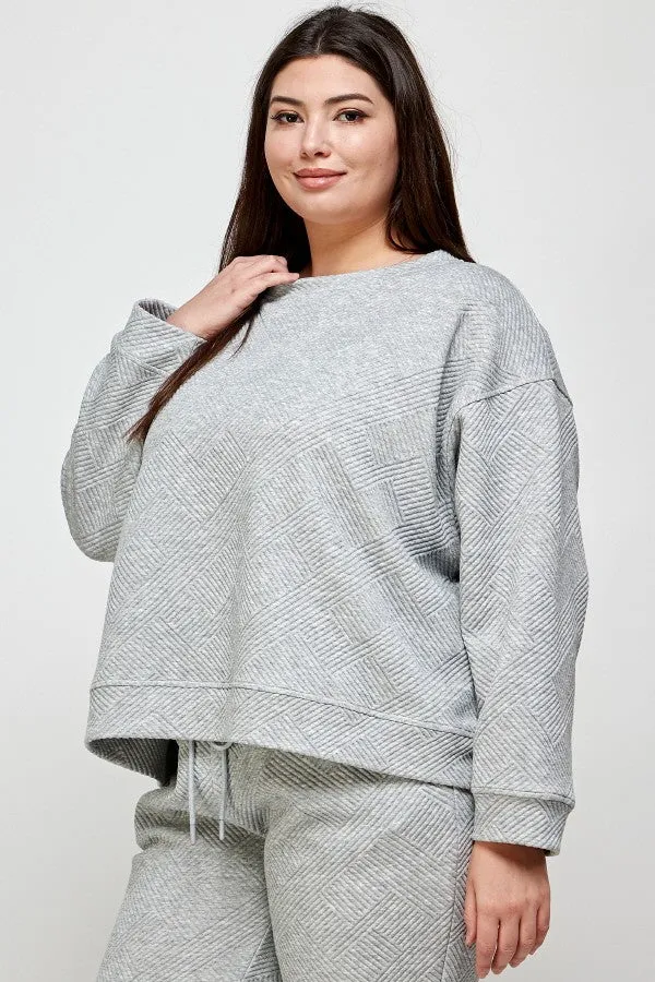 My Heart Textured Grey Pullover Top