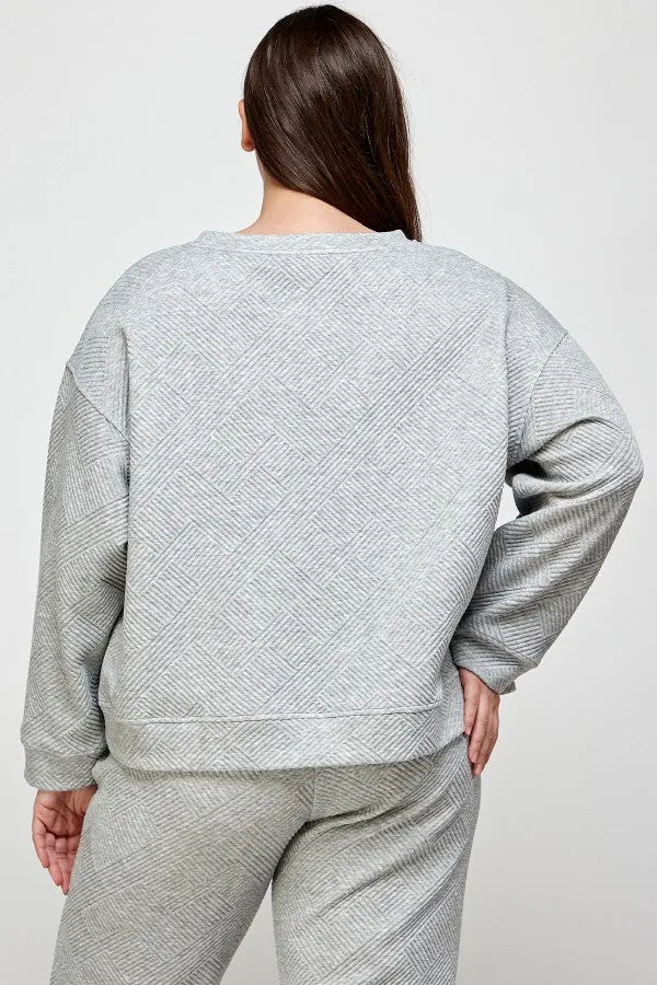 My Heart Textured Grey Pullover Top