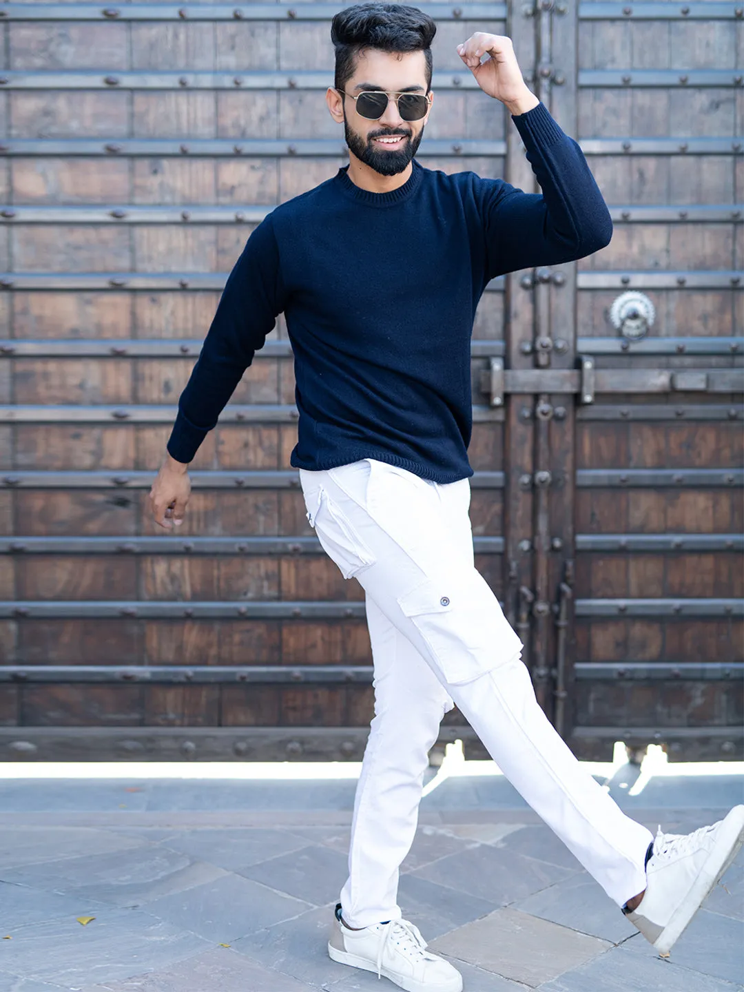 Navy Blue Color Crew Neck Sweater