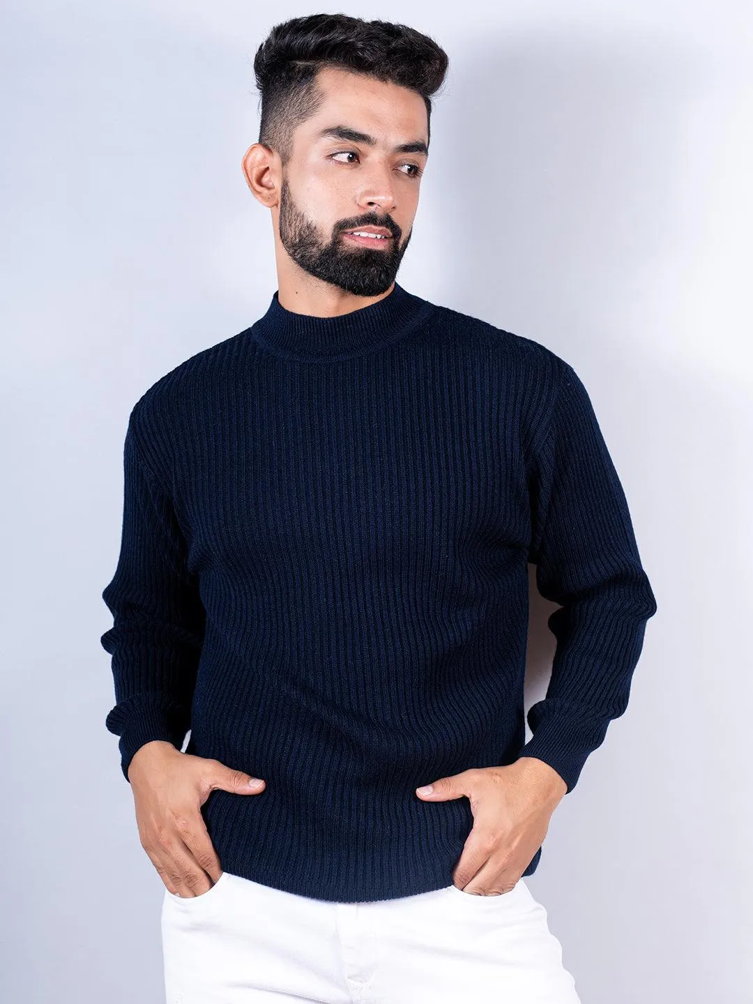 Navy Blue Color Turtle Neck Men's Sweater