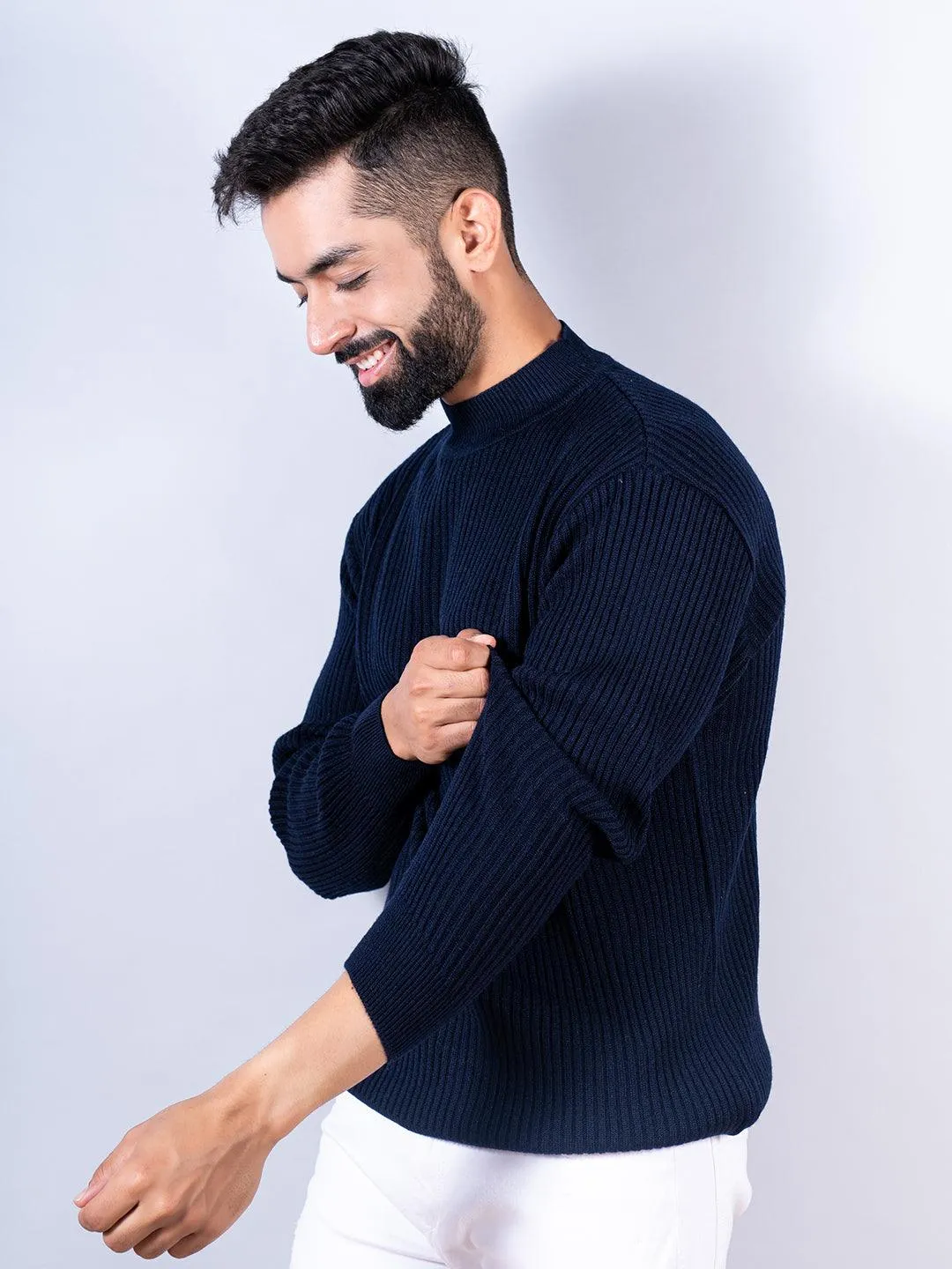 Navy Blue Color Turtle Neck Men's Sweater