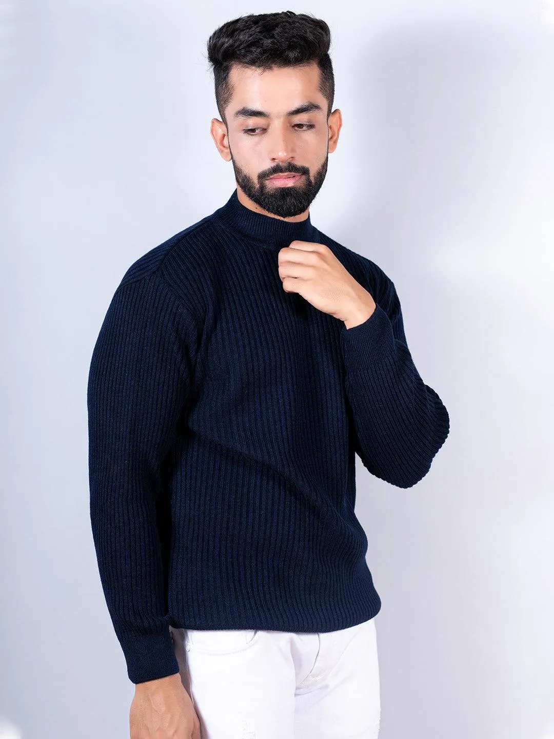 Navy Blue Color Turtle Neck Men's Sweater