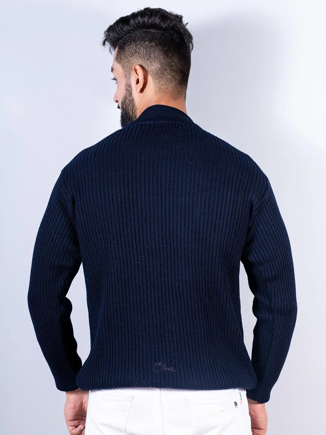 Navy Blue Color Turtle Neck Men's Sweater