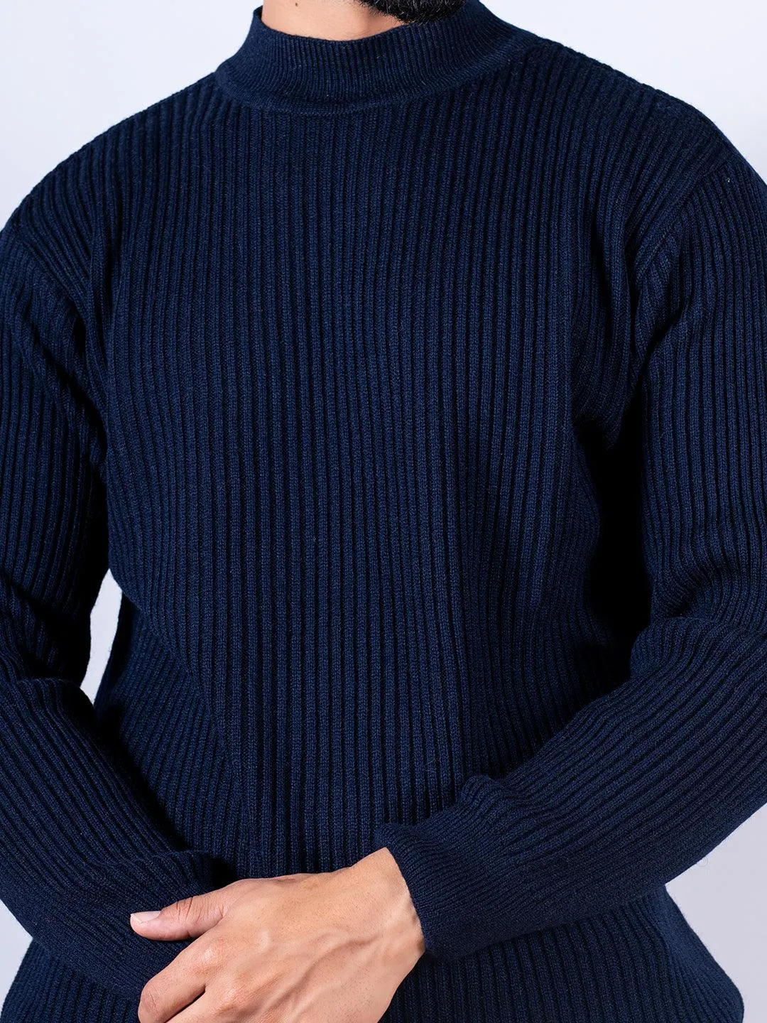 Navy Blue Color Turtle Neck Men's Sweater