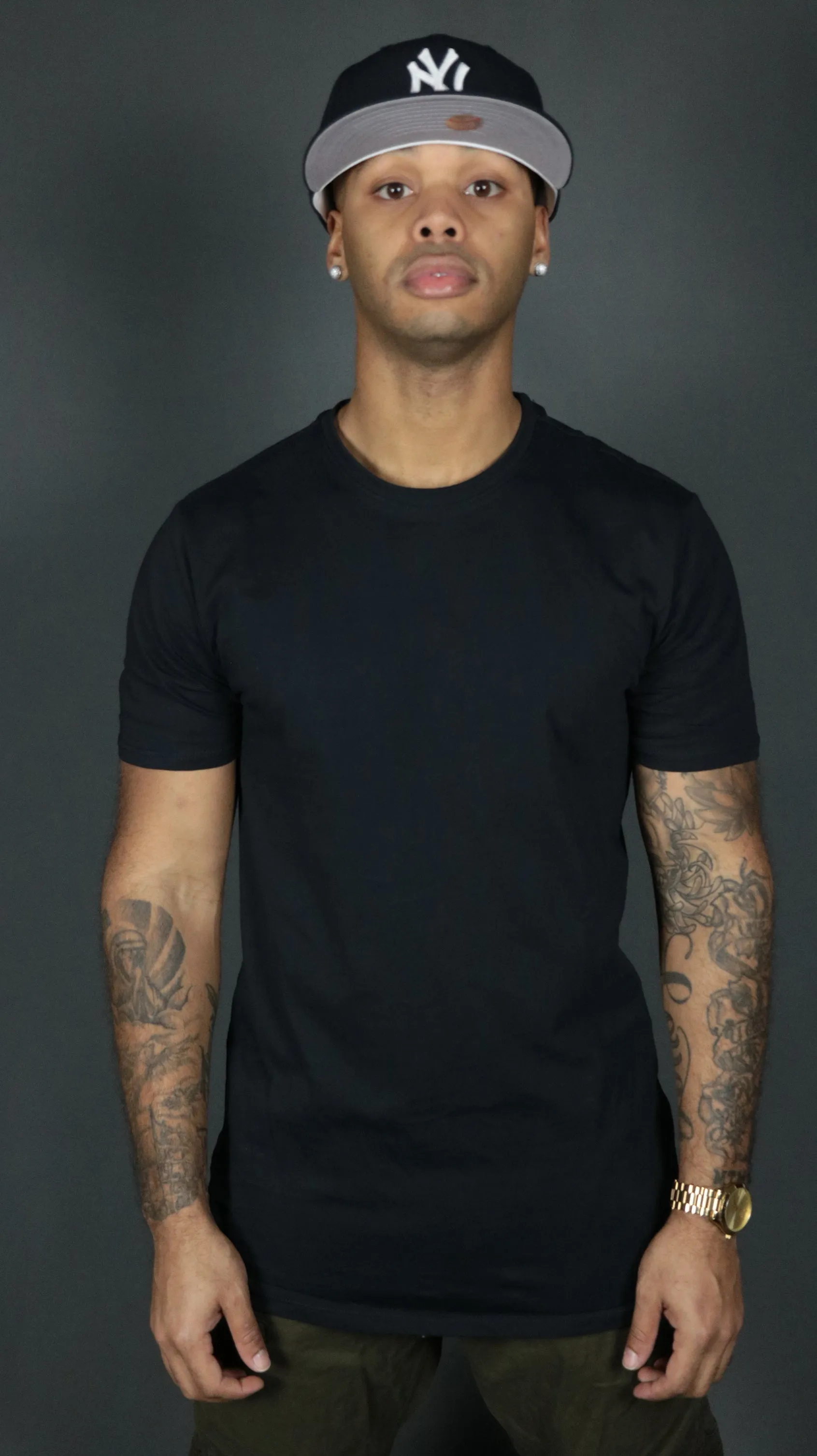 Navy Longline T Shirt for Men | Navy Curved Hem Men's Tshirt | Jordan Craig