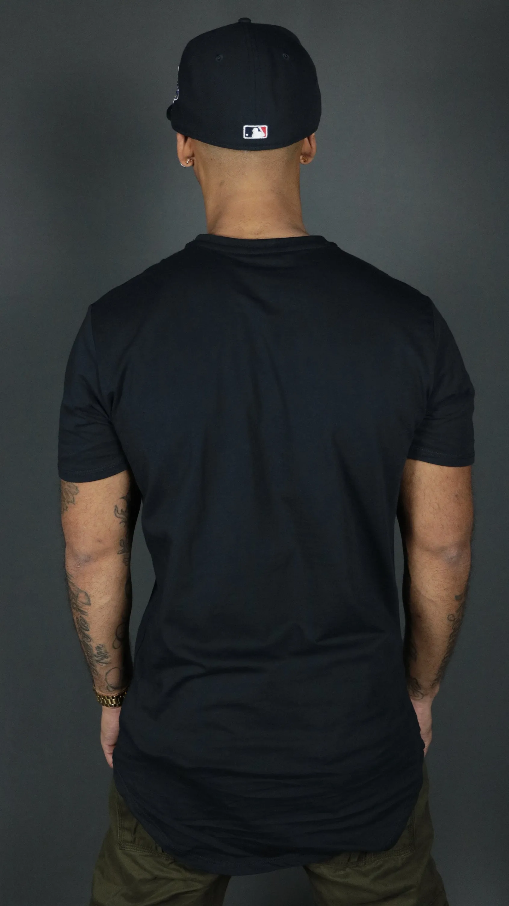 Navy Longline T Shirt for Men | Navy Curved Hem Men's Tshirt | Jordan Craig