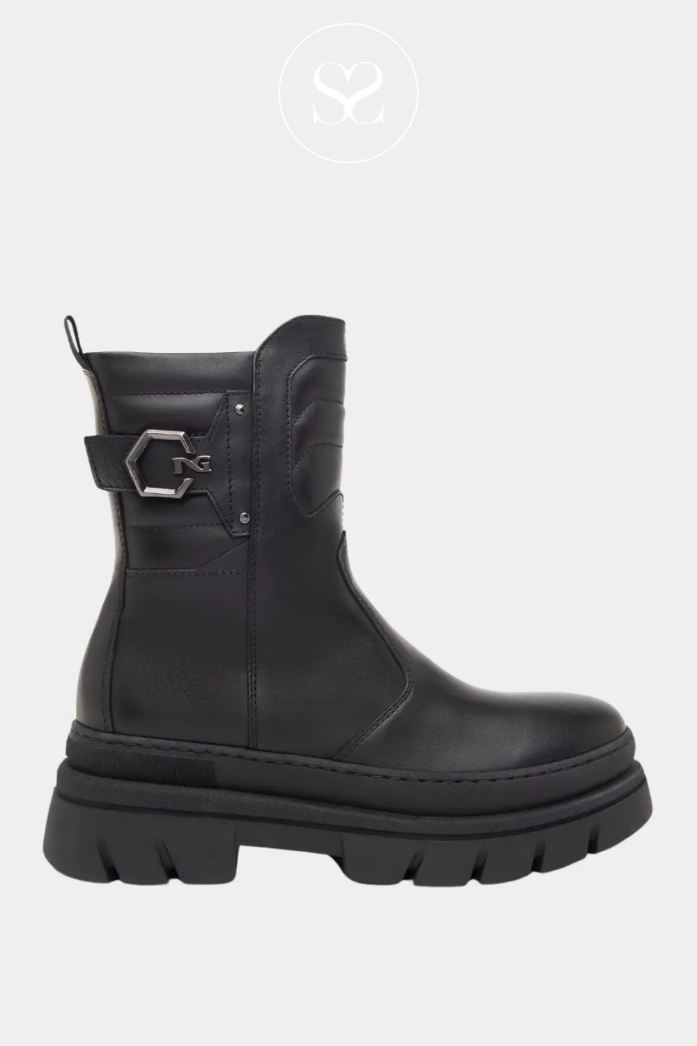 NERO GIARDINI I411931D BLACK LEATHER BIKER BOOTS