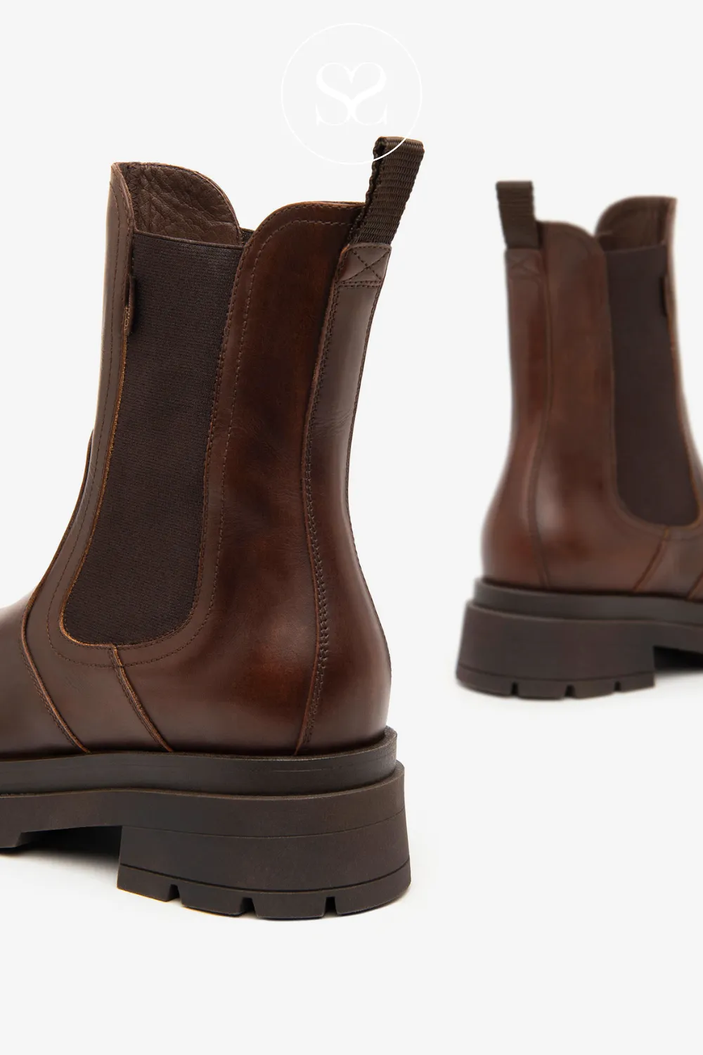 NERO GIARDINI I411941D BROWN LEATHER CHELSEA BIKER BOOTS