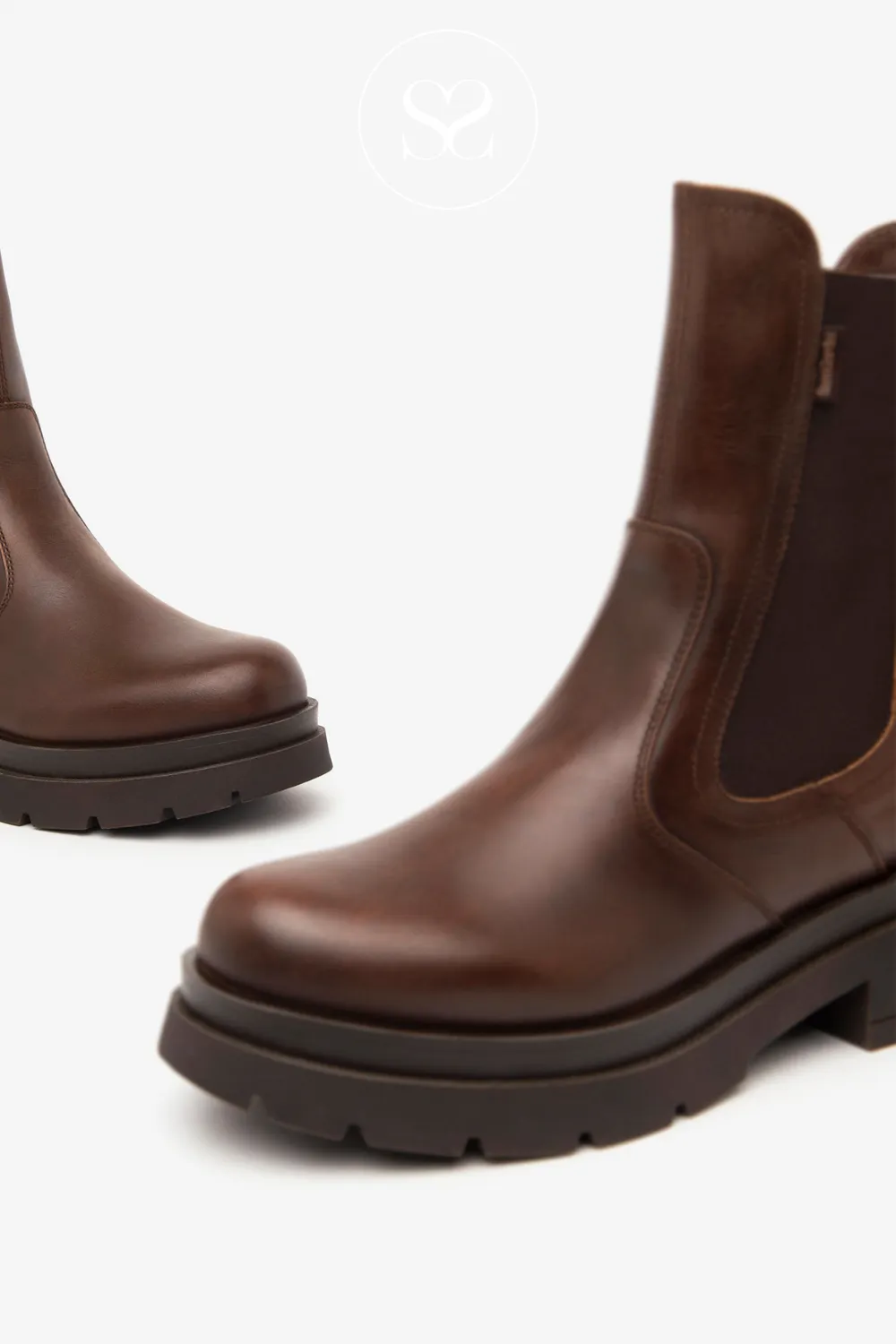 NERO GIARDINI I411941D BROWN LEATHER CHELSEA BIKER BOOTS