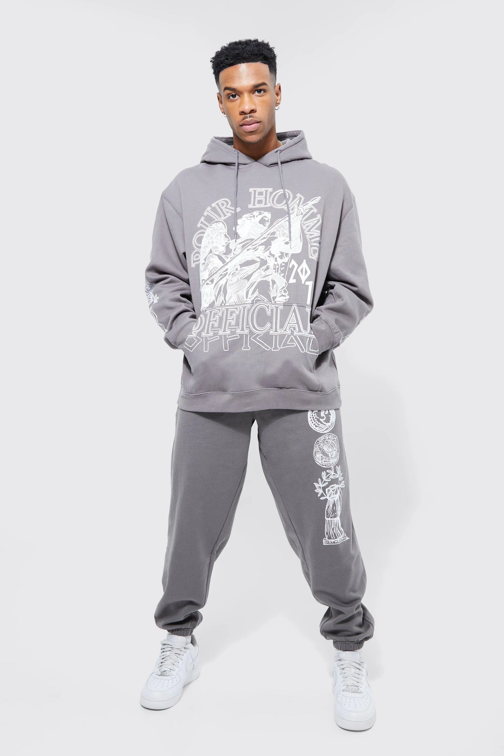 Oversized Graphic Hoodie And Jogger Tracksuit