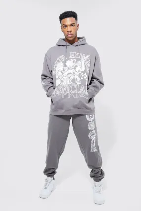 Oversized Graphic Hoodie And Jogger Tracksuit