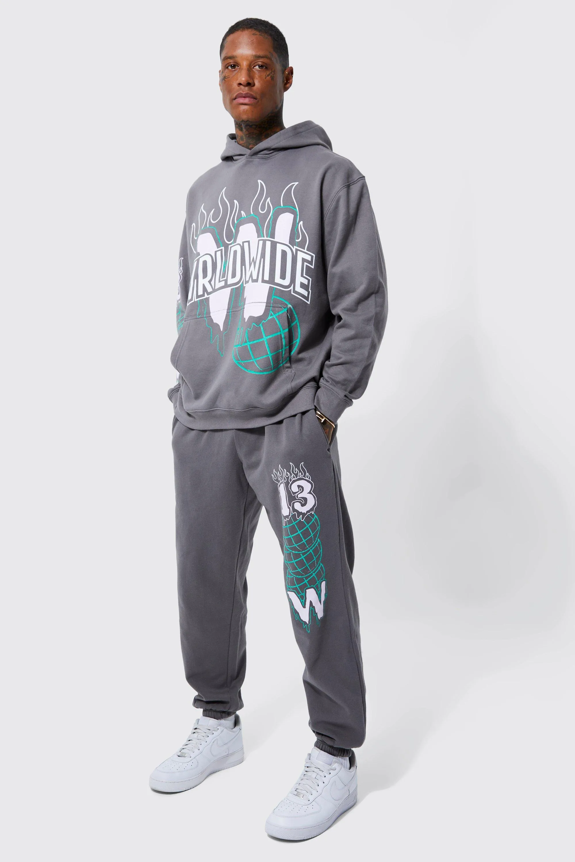 Oversized Graphic Hoodie And Sweatpant Tracksuit