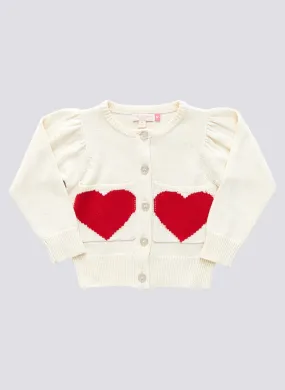 Pink Chicken Heart Pocket Cardigan