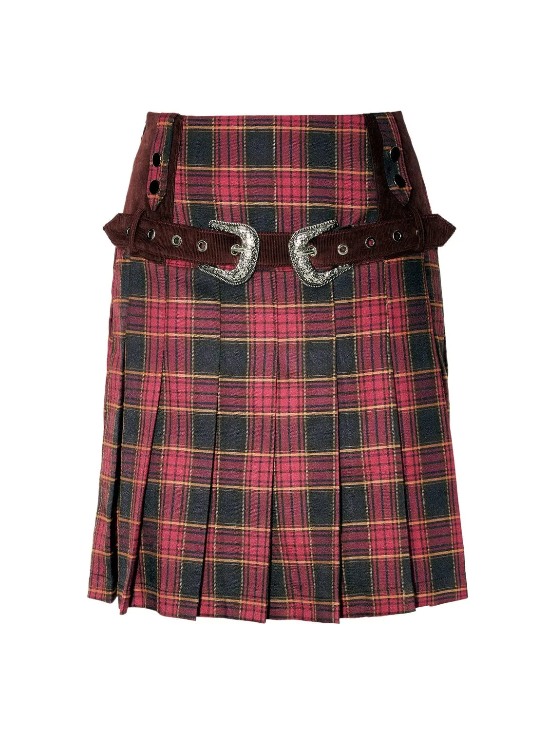 Plaid Stitching Strip Design Short Padded Jacket & Pleated Skirt