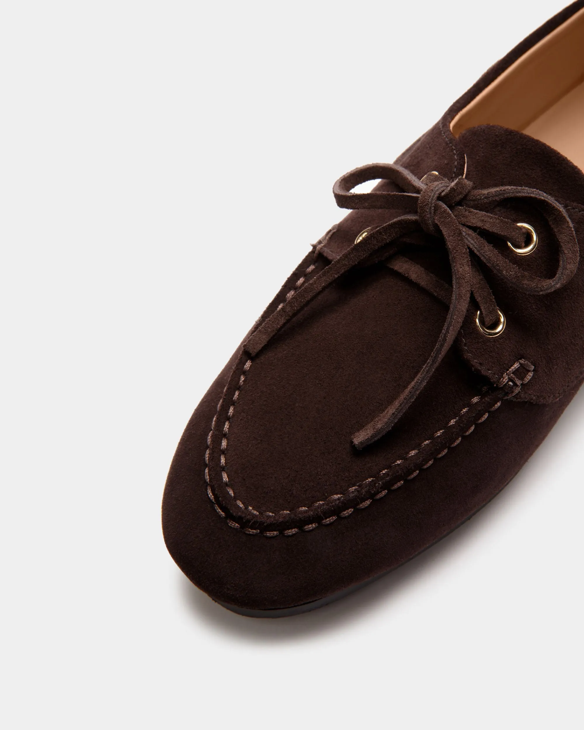 Plume Moccasin in Dark Brown Suede 