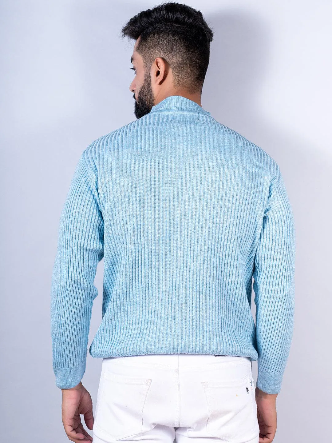 Powder Blue Color Turtle Neck Men's Sweater