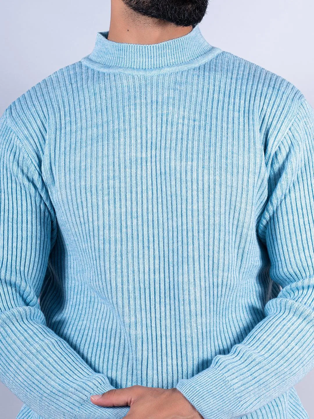 Powder Blue Color Turtle Neck Men's Sweater