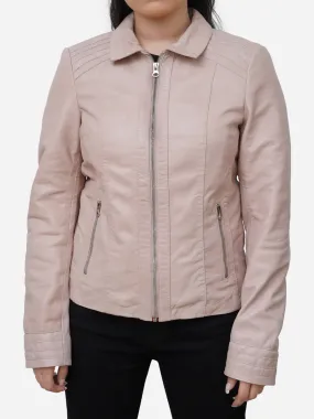 Presley Casual Light Pink Leather Jacket