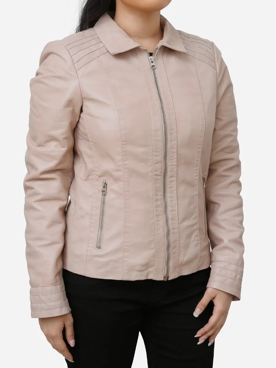 Presley Casual Light Pink Leather Jacket