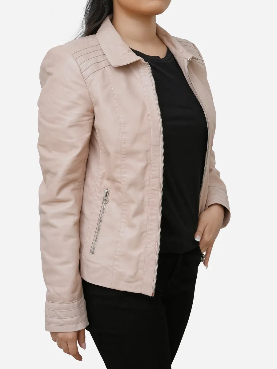 Presley Casual Light Pink Leather Jacket