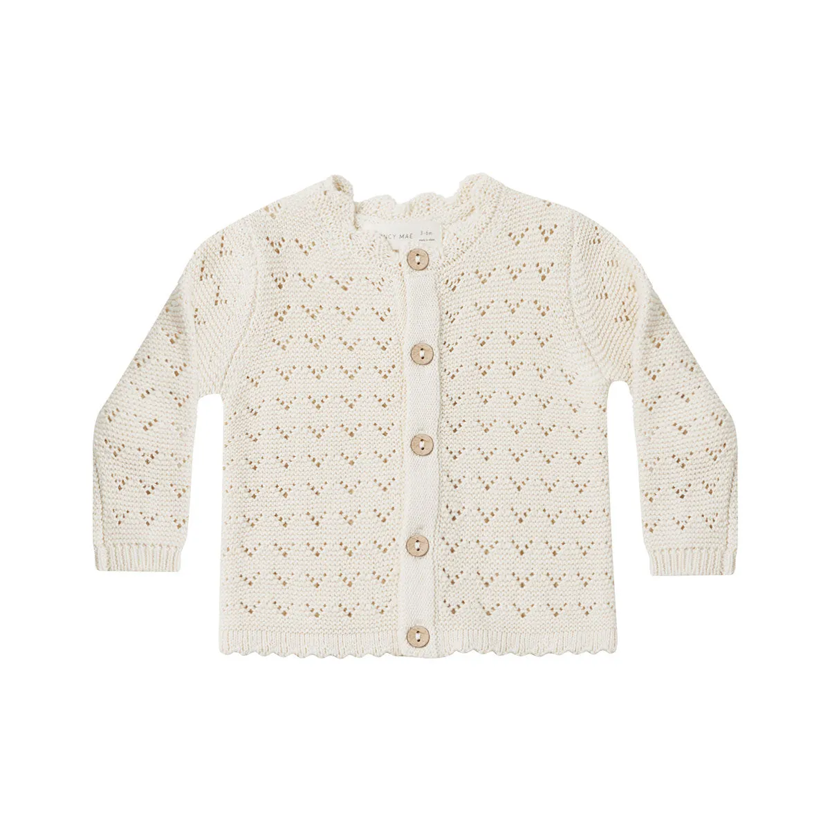 Quincy Mae Scalloped Cardigan - Natural