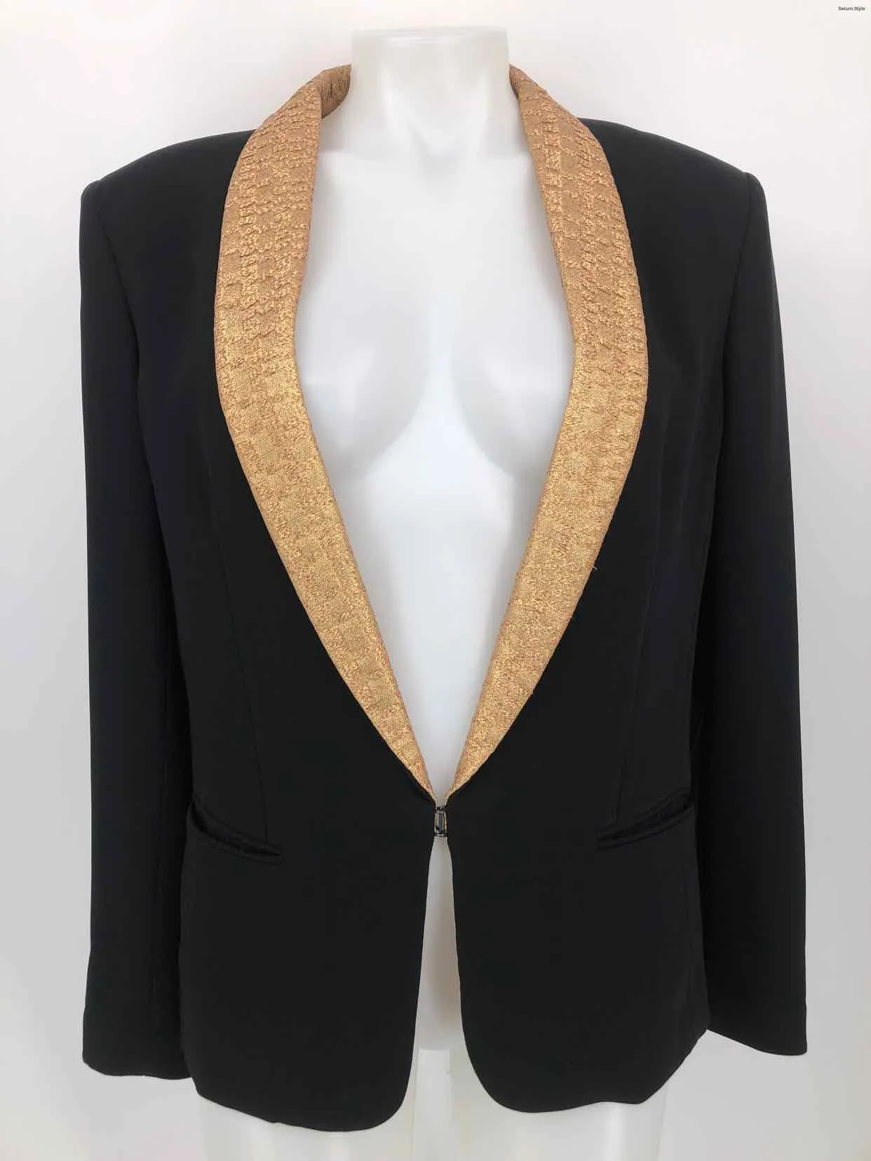 RAG & BONE Black Gold Textured Trim Blazer Women Size 10  (M) Jacket