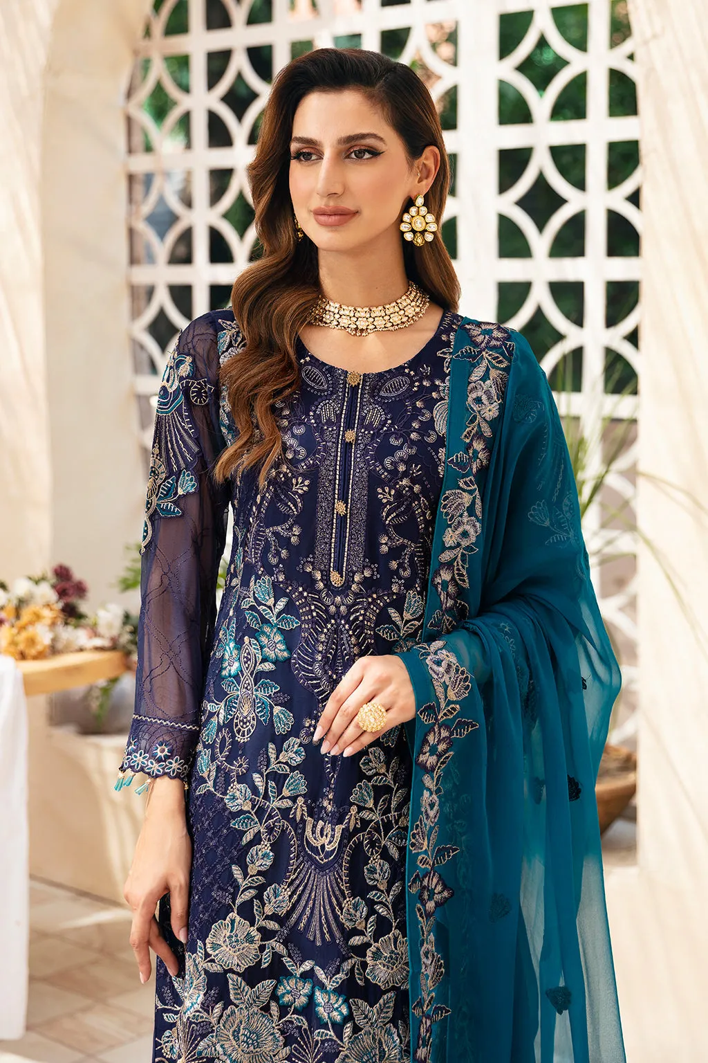 Ramsha Chevron Vol-09 Embroidered Chiffon Unstitched 3Pc Suit A-903