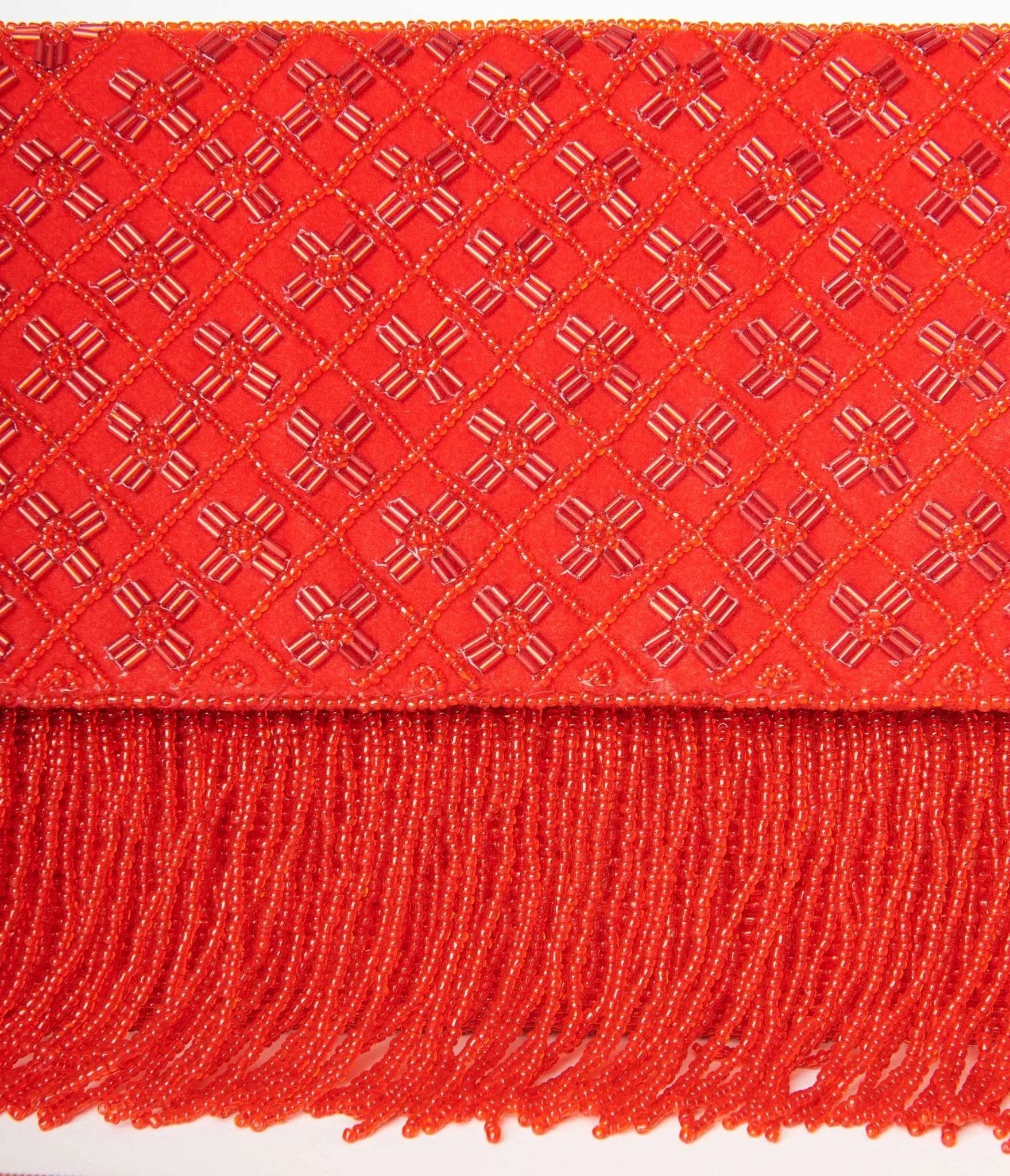 Red Beaded Fringe Envelope Clutch