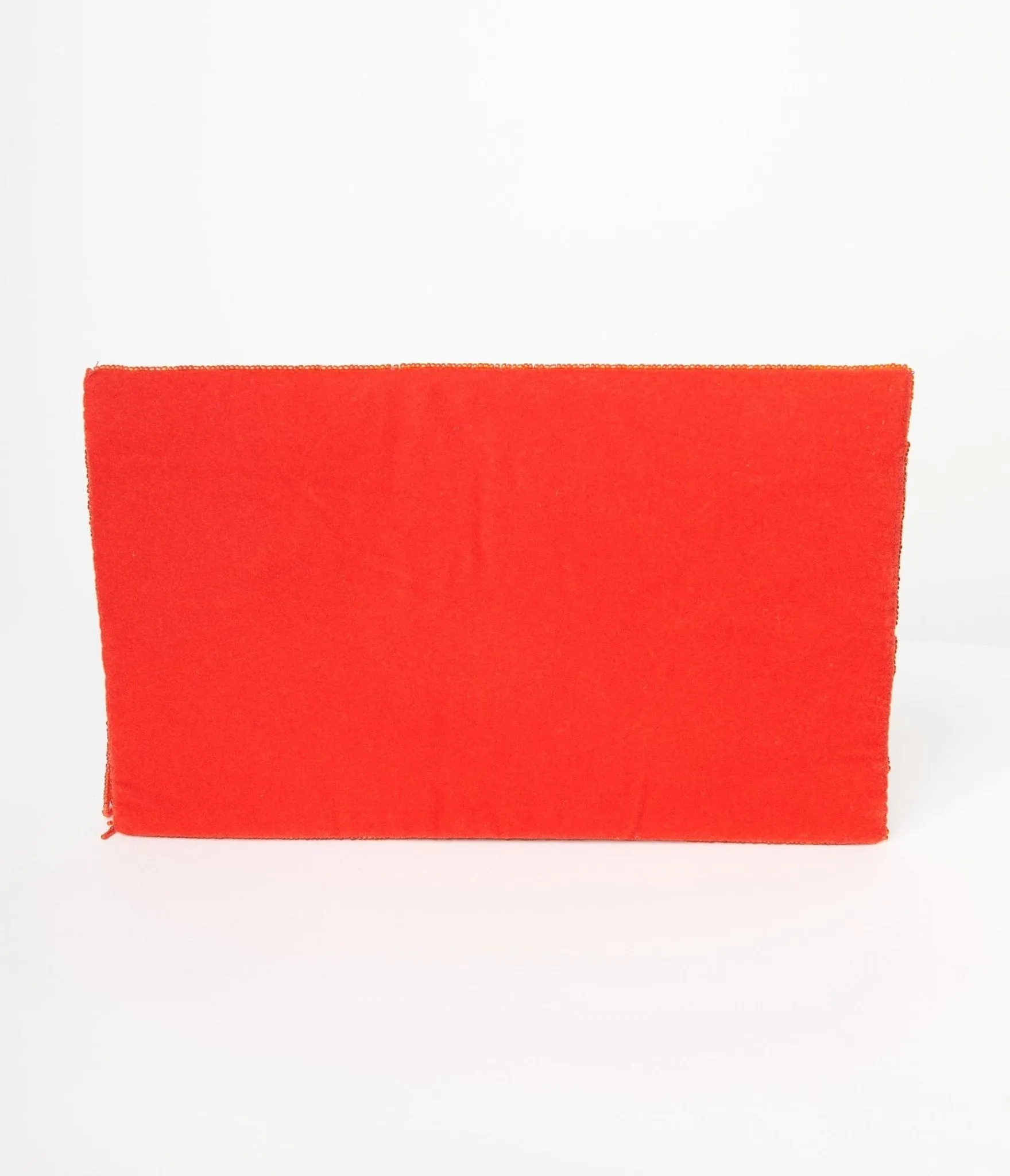 Red Beaded Fringe Envelope Clutch