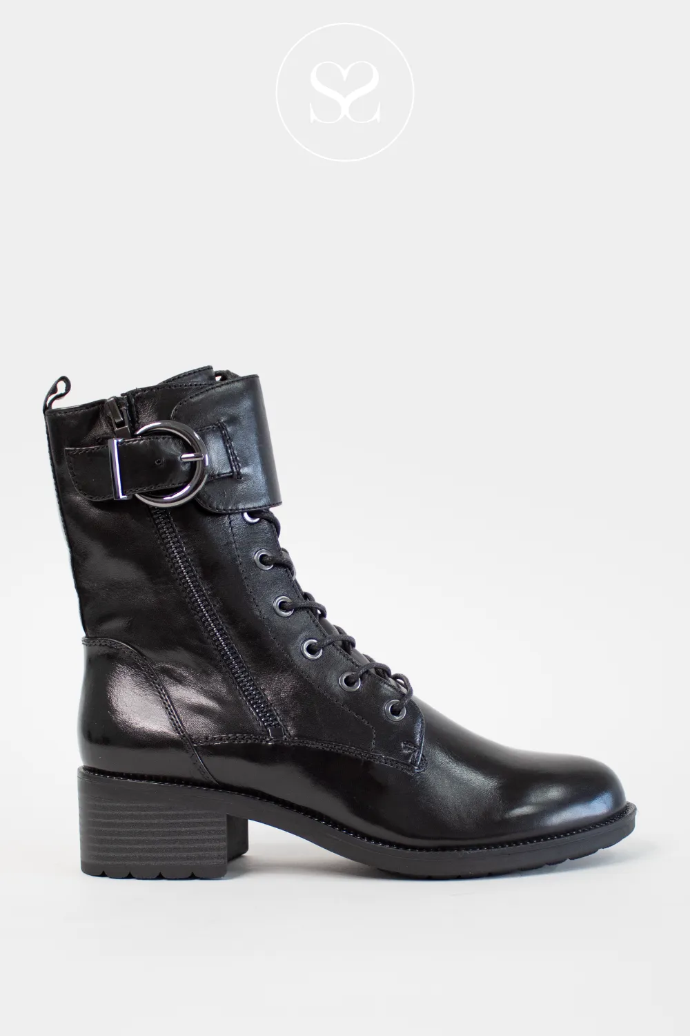 REGARDE LE CIEL EMILY-14 BLACK LEATHER BIKER BOOTS