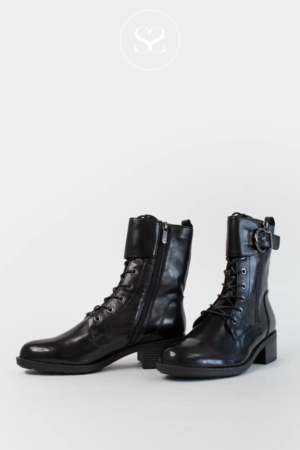 REGARDE LE CIEL EMILY-14 BLACK LEATHER BIKER BOOTS