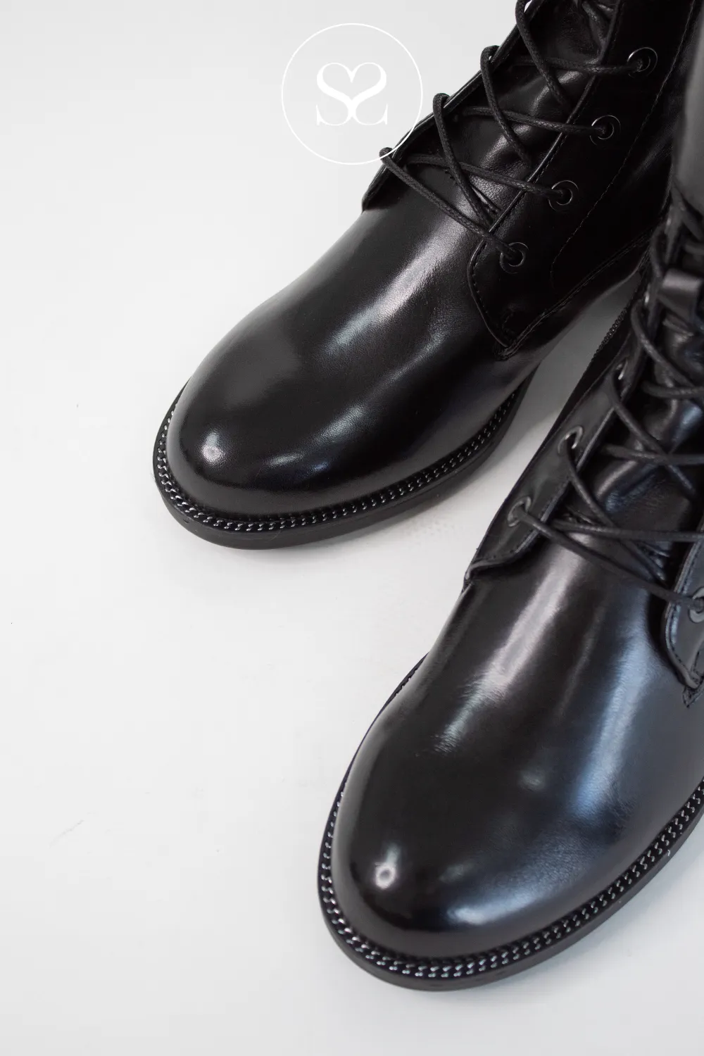 REGARDE LE CIEL EMILY-14 BLACK LEATHER BIKER BOOTS