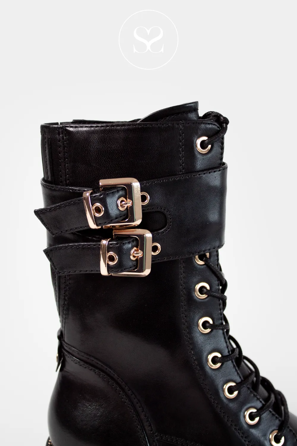 REGARDE LE CIEL EMILY-39 BLACK LEATHER BIKER BOOTS